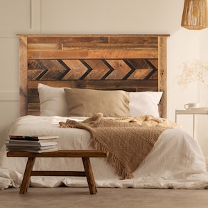 Chevron Headboard made from Reclaimed Wood - Wall Mounted - Rustic and Farmhouse - Bedroom Furniture