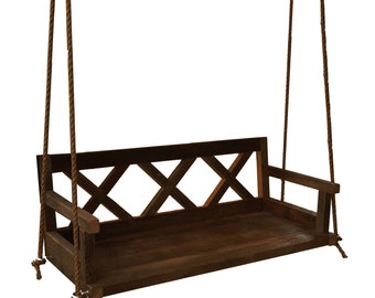 Porch Swing With Farmhouse Details - X Back - Outdoor Furniture