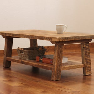 Coffee Table with Bottom Shelf, made from reclaimed wood, farmhouse style, large, made to order imagem 2