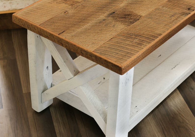 Rustic Coffee Table Made from Reclaimed Wood X Detail Living Room Furniture Rustic farmhouse decor image 9