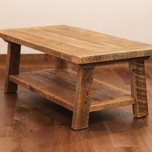 Coffee Table with Bottom Shelf, made from reclaimed wood, farmhouse style, large, made to order image 5