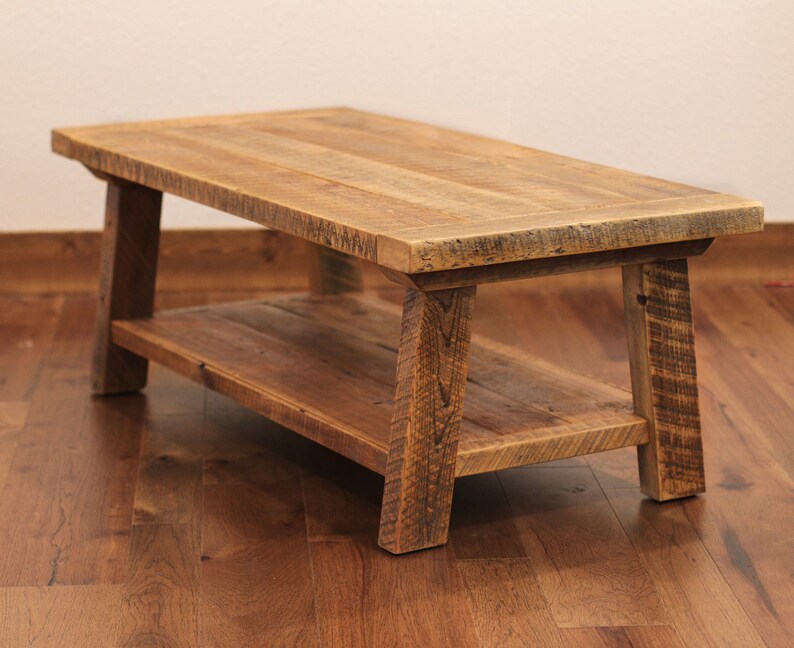 Coffee Table with Bottom Shelf, made from reclaimed wood, farmhouse style, large, made to order image 5