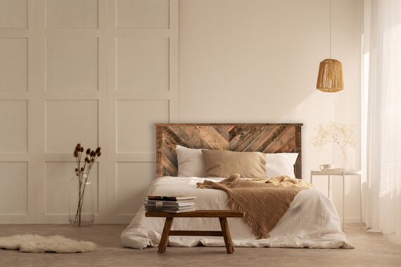 Herringbone Reclaimed Wood Headboard Multiple Sizes Twin Double