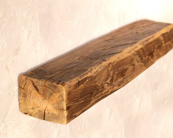 Hand Hewn Beam Mantel Shelf Reclaimed Wood - Pine Beams - Custom Sizes -  Easy Installation Option - Distressed wood beam - Floating Shelf