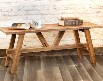 Reclaimed Wood Coffee Table - Scandinavian Style - Living Room Furniture - Rustic farmhouse decor