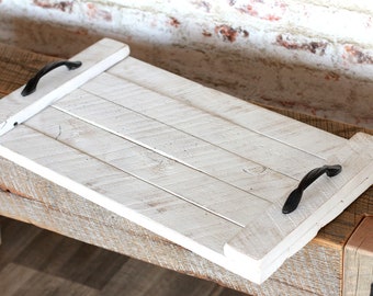 Wood Serving Tray - Ottoman tray, charcuterie, farmhouse, cheese board, drink tray, decorative platter, barn wood, rustic