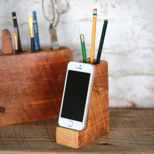 Desktop Phone Stand/Pencil Holder, Phone Holder, Desktop Organizer, Pencil Holder, Tech Gift, Farmhouse,, Student, Artist, Paintbrush Holder