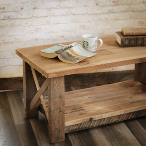 Rustic Coffee Table Made from Reclaimed Wood X Detail Living Room Furniture Rustic farmhouse decor image 1