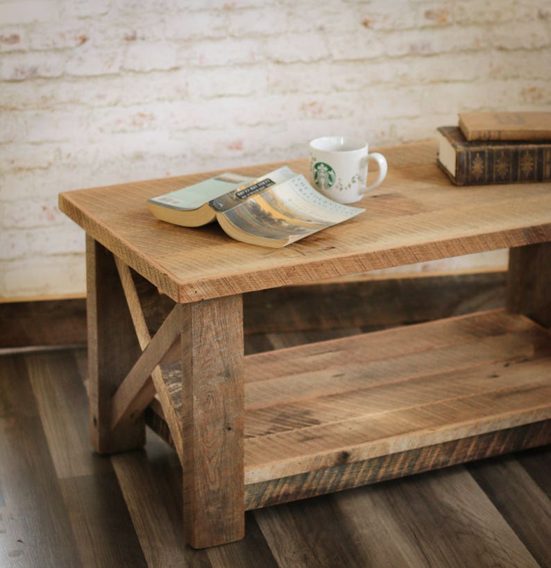 Rustic Coffee Table Made from Reclaimed Wood X Detail Living Room Furniture Rustic farmhouse decor image 1