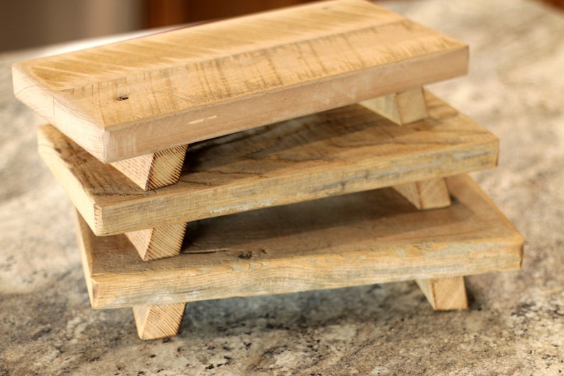 Decor Pedestal made from Reclaimed Wood, Pedestal, Platform, Tray, Vintage Send set of 3