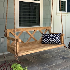 Porch Swing With Farmhouse Details - X Back - Outdoor Furniture