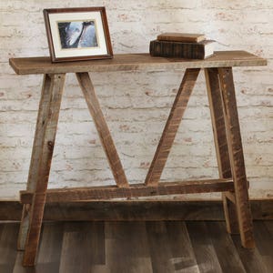 Rustic console table Narrow sofa table Reclaimed wood buffet Small footprint furniture Skinny barn wood console Custom size option image 3