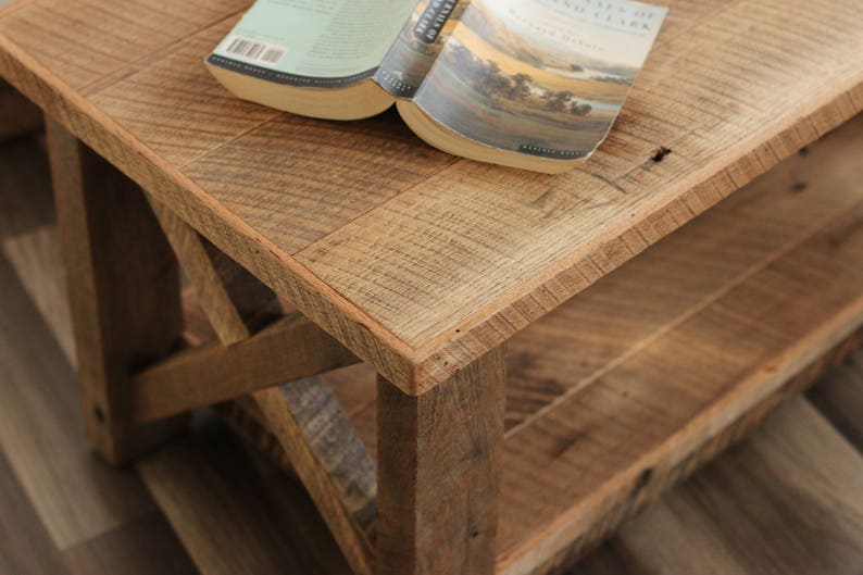 Rustic Coffee Table Made from Reclaimed Wood X Detail Living Room Furniture Rustic farmhouse decor image 6