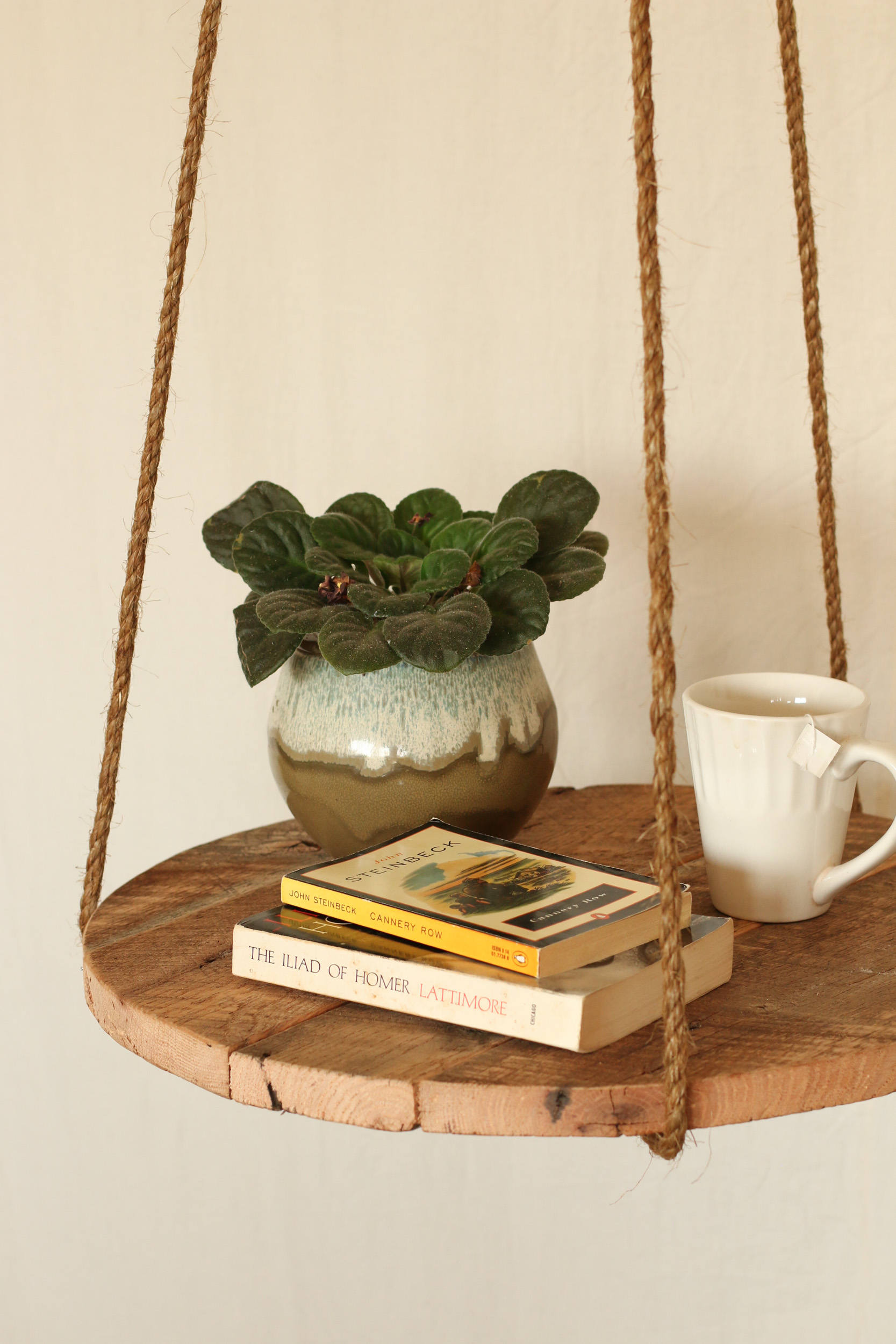 Hanging Nightstand Made From Reclaimed Wood Round Side Table Etsy