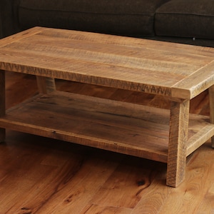 Coffee Table with Bottom Shelf, made from reclaimed wood, farmhouse style, large, made to order imagem 3