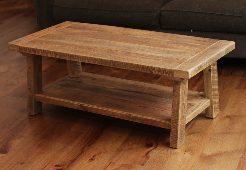 Coffee Table with Bottom Shelf, made from reclaimed wood, farmhouse style, large, made to order imagem 3