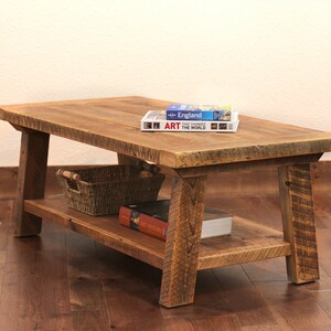 Coffee Table with Bottom Shelf, made from reclaimed wood, farmhouse style, large, made to order imagem 7