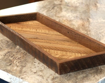 Large Centerpiece Tray, Countertop Fruit Bowl, Reclaimed Wood Square Bowl