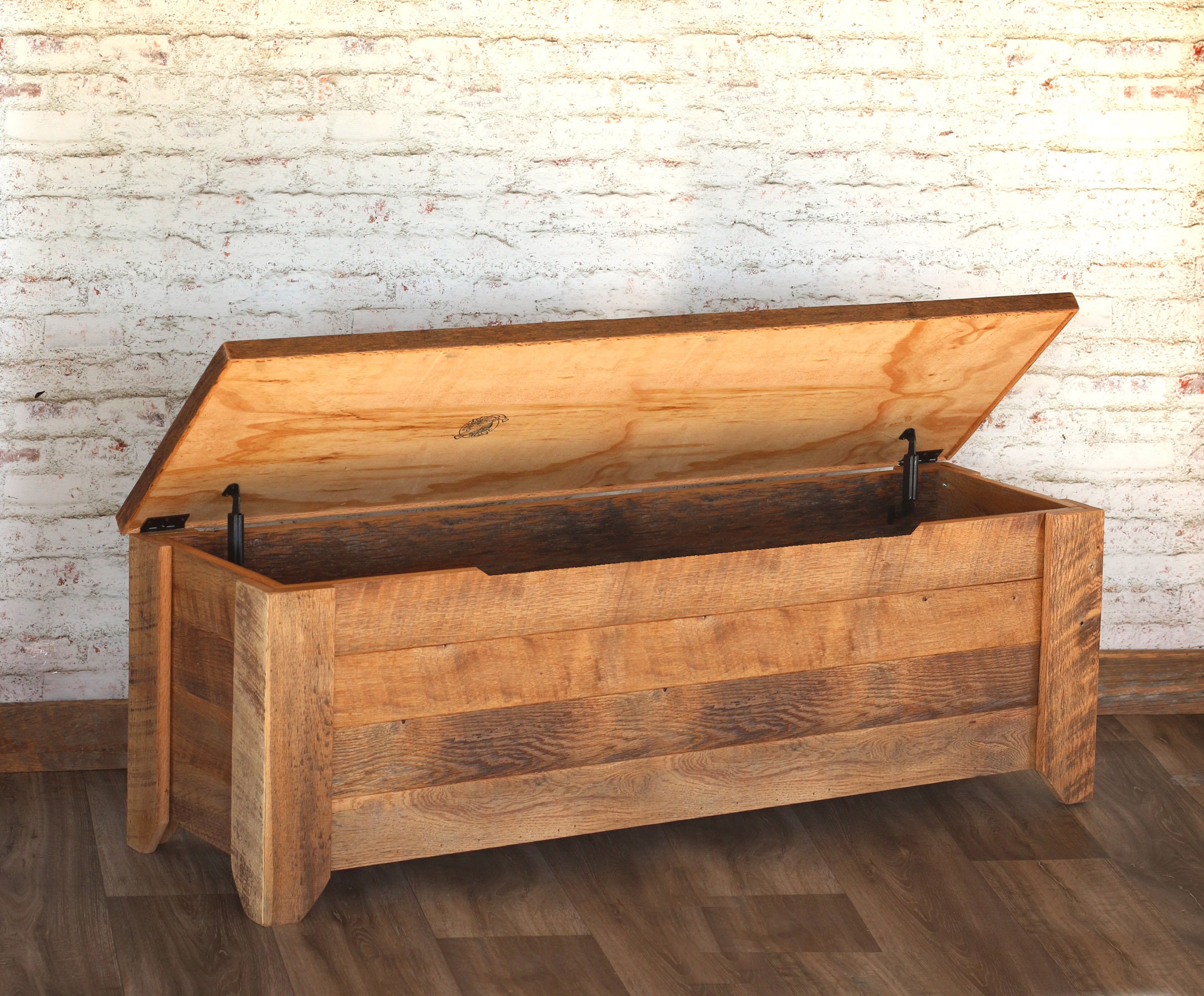 Rustic wood storage bench deals