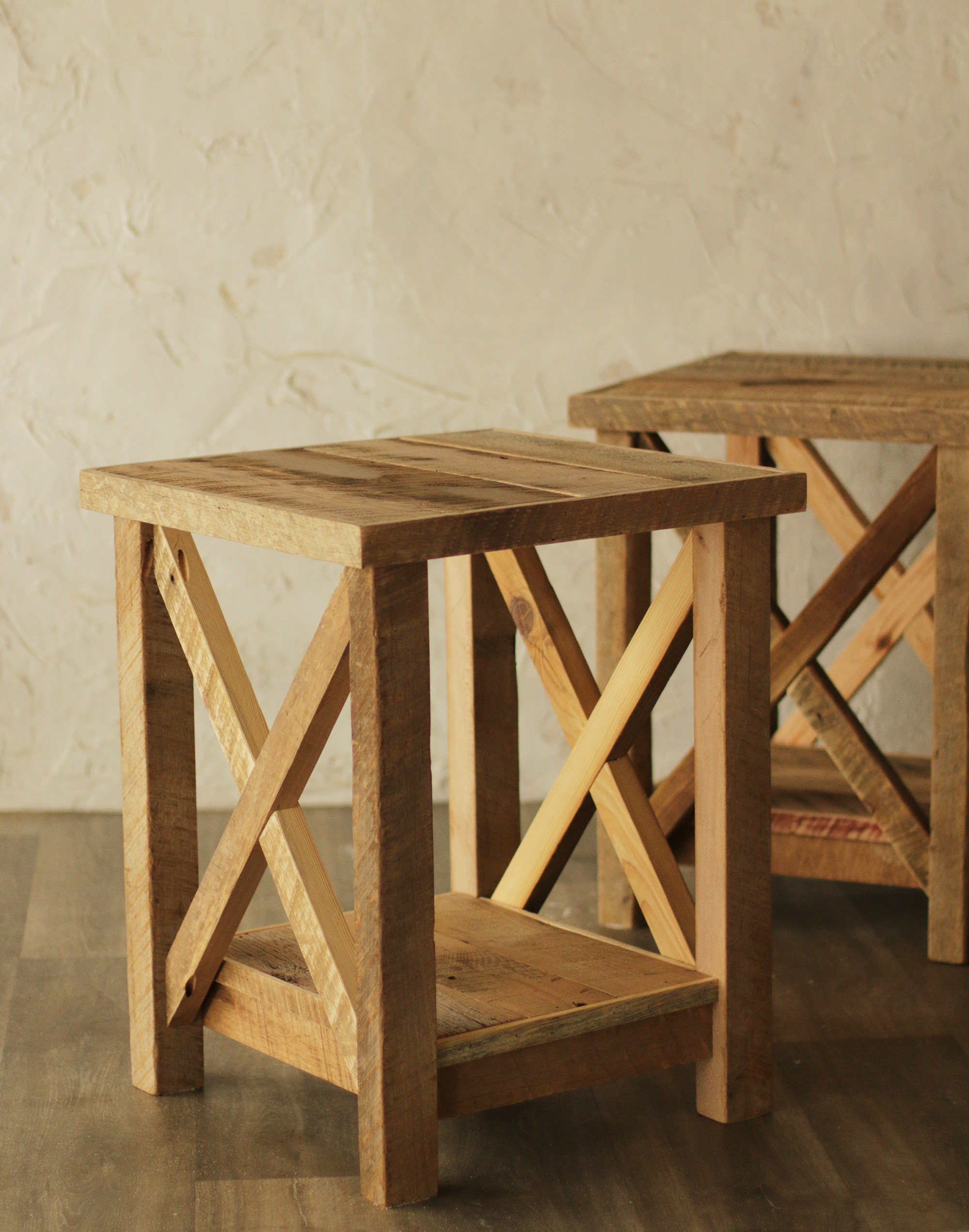Reclaimed Wood Side Table - Farmhouse X Leg Accent Table - Rustic Side Table - Accent Table - Etsy