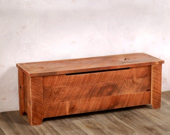 Cherry Storage Bench 50" - Entryway Bench - Mudroom Bench - Hall Tree Bench - Shoe Storage Bench -Rusitc Cherry, Red Wood