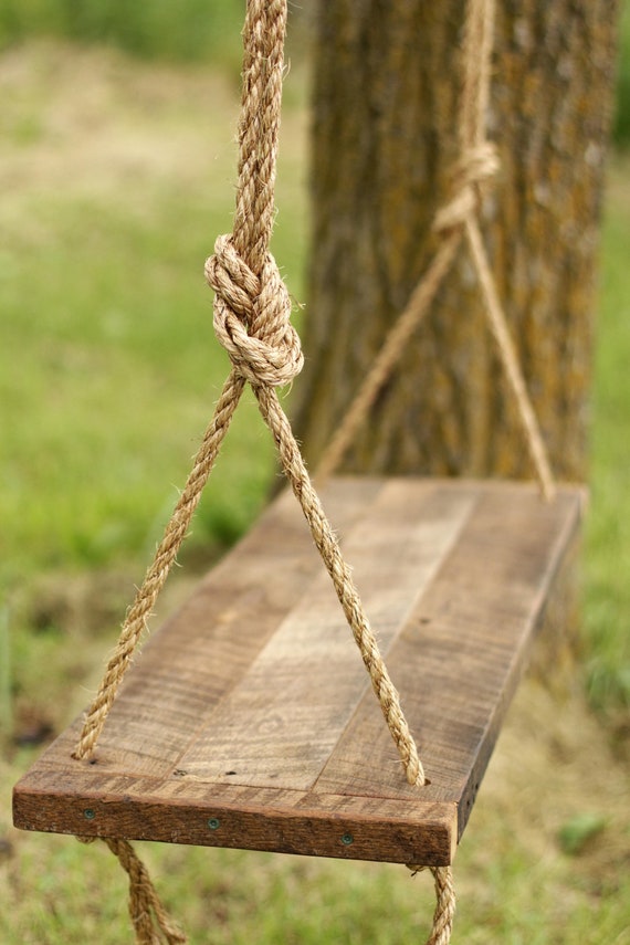 Reclaimed Wood Bench Swing Hanging Rope Swing Rustic Barn Wood