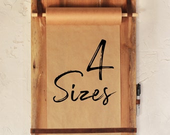 MULTIPLE SIZES Wall Mounted Paper Roll, Wall Mounted Memo Pad, Butcher Paper, Kraft Paper, Reclaimed Wood, Farmhouse, Message Pad, List