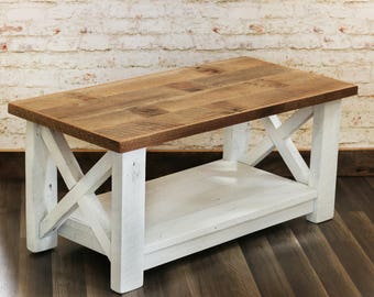 Farmhouse Coffee Table Made from Reclaimed Wood - X Detail - Country - Primitive - Rustic and farmhouse - living room furniture