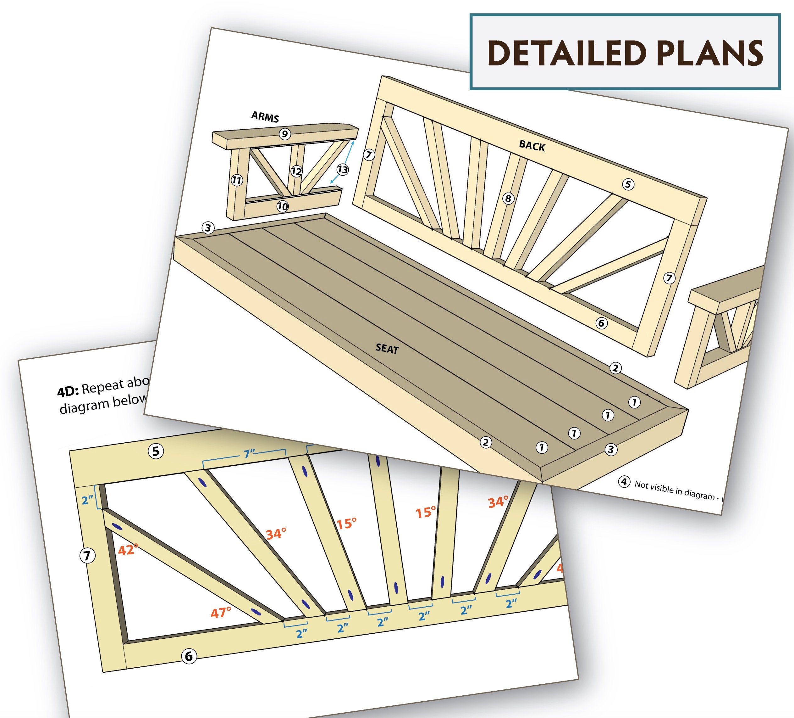 Ray Porch Swing Woodworking PLANS - Farmhouse Style DIY Build Plans