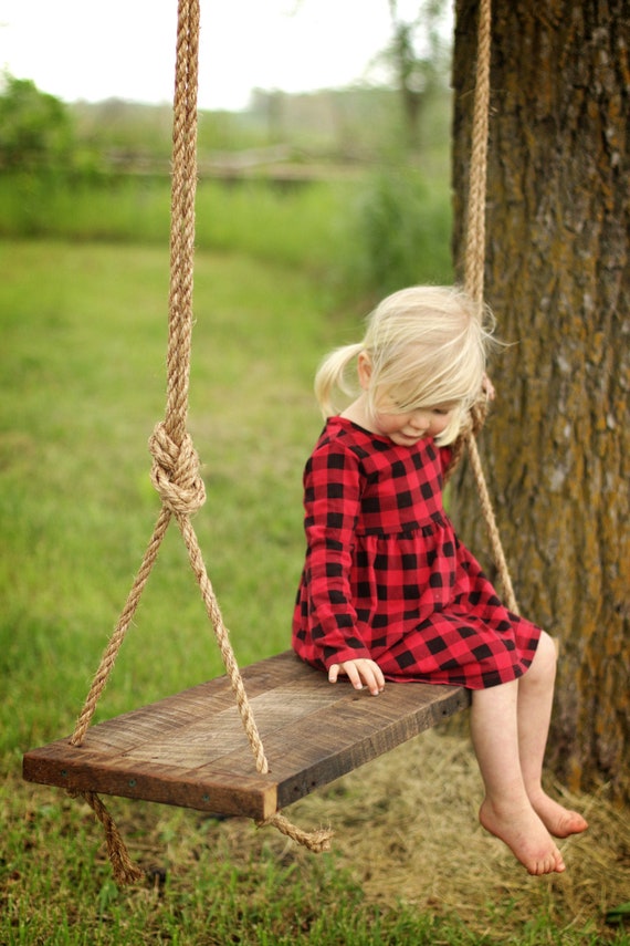 Reclaimed Wood Bench Swing Hanging Rope Swing Rustic Barn Wood