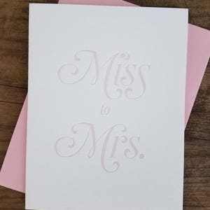 Miss a Mrs. biglietto stampato in rilievo