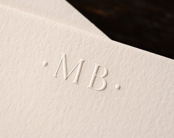 Embossed Initial Stationery | Personalized Notecards