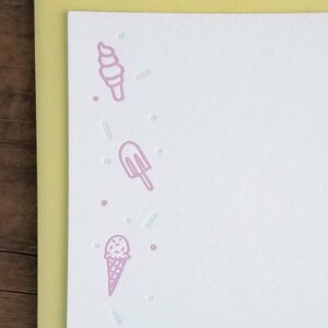 Ice Cream Letterpress Flat Notecards Set of 10