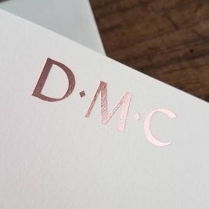 Feuille personnalisée estampillé papeterie | Monogramme Notecards | Feuille d’or, argent ou or de rose