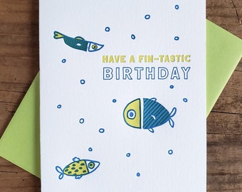 Have a Fin-tastic Birthday Letterpress Card