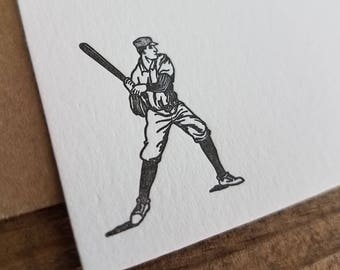 Baseball Player | Letterpress Flat Notecards Set of 10