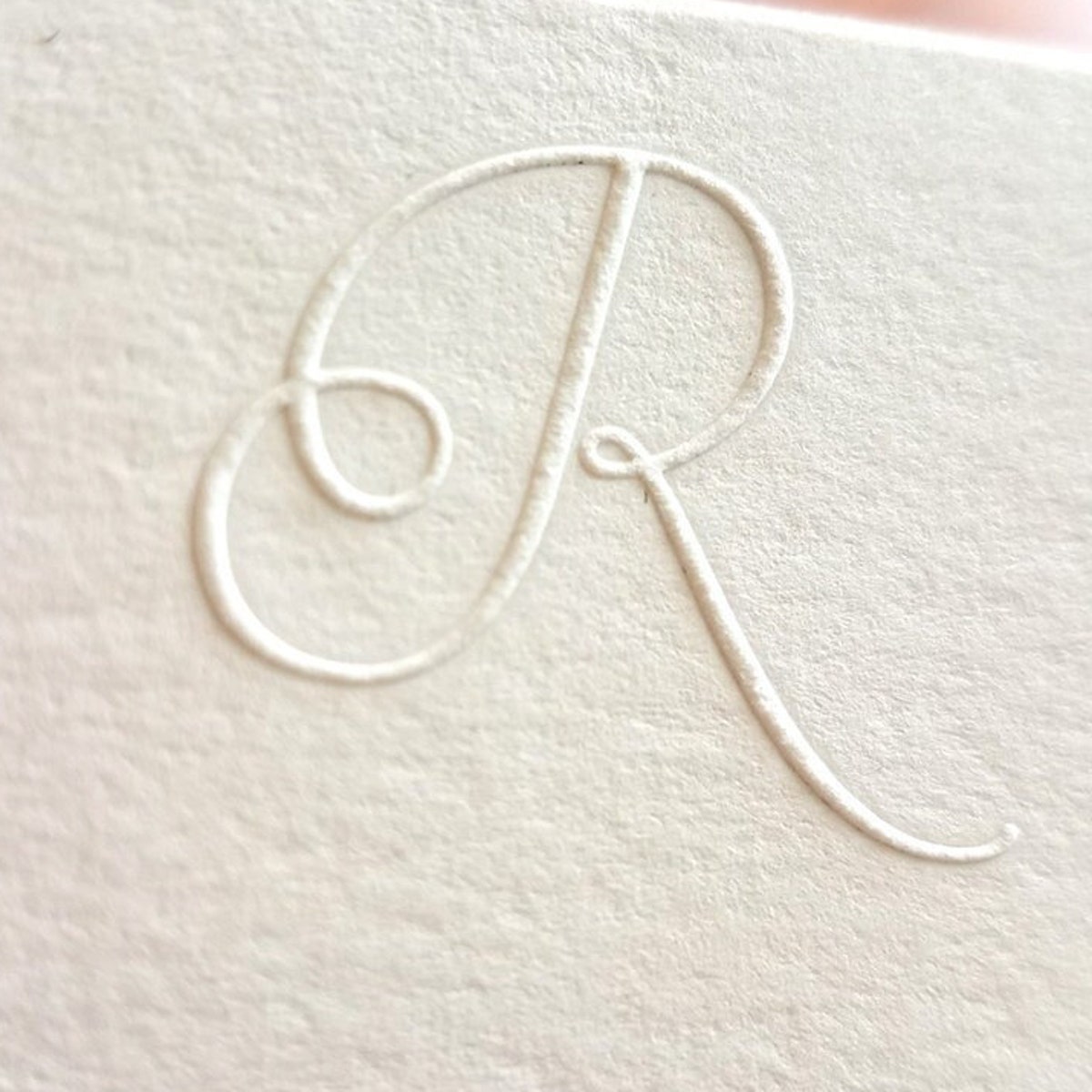 Embossed Script Initial Stationery White Flat Notecards & White Envelopes Set of 10 - Etsy