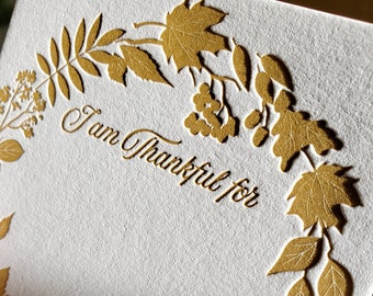 I am Thankful For Cards | Letterpress Printed Set of 12