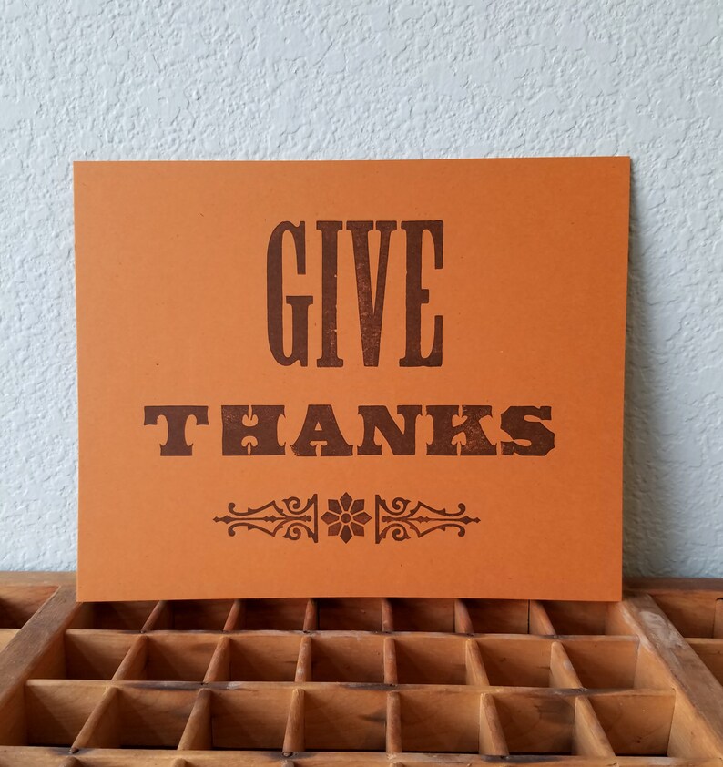 Give Thanks Letterpress Print image 1