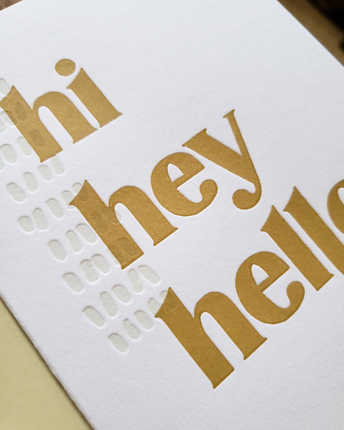 Hi Hey Hello Letterpress Card - Etsy