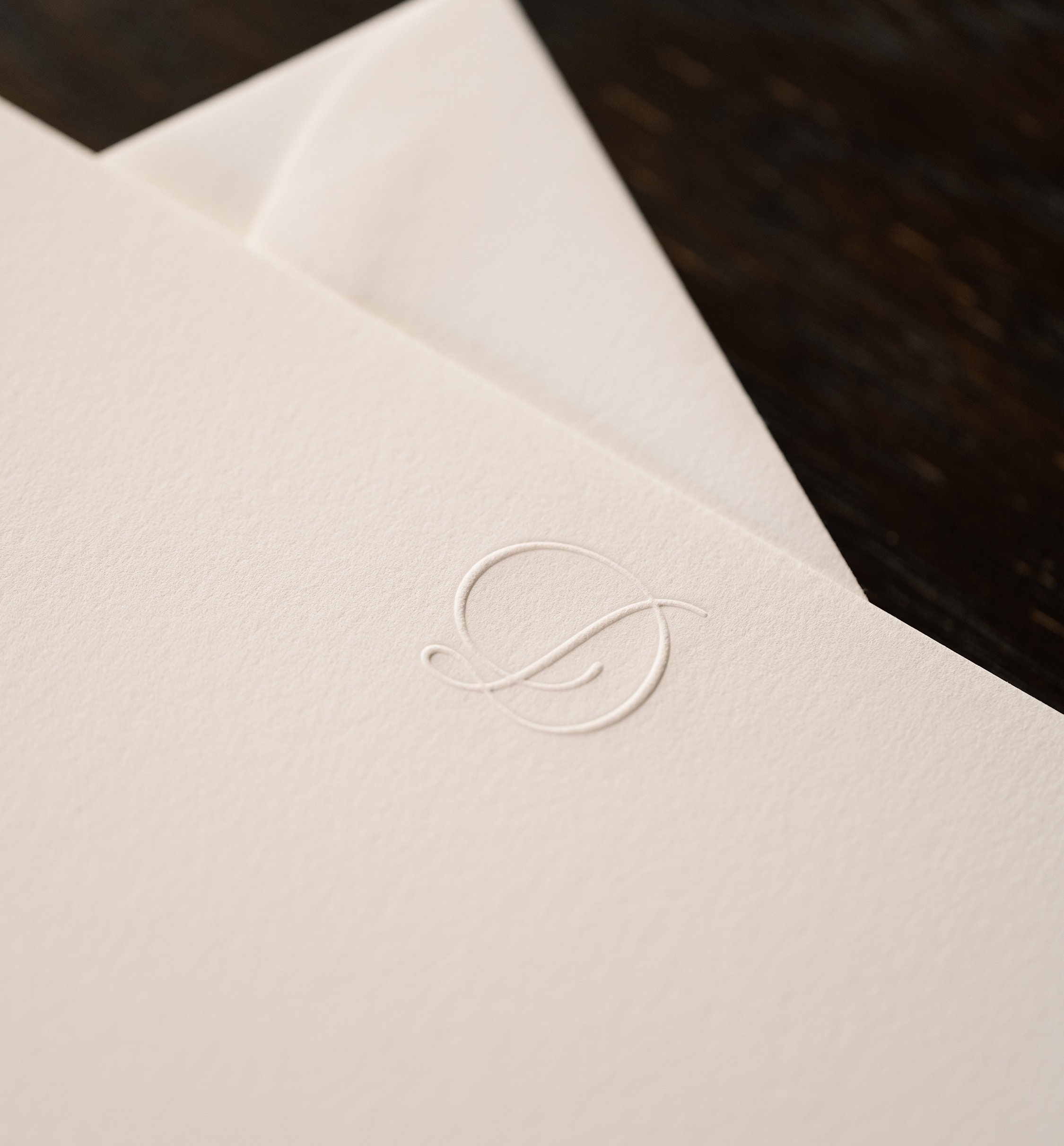 Embossed Stationery | Script Initial Notecards Set of 10