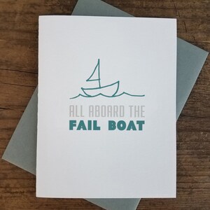 Tous à bord de la carte de vœux Fail Boat Letterpress