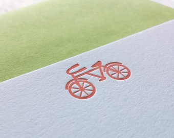 Tiny Bike Letterpress Flat Notecards Set of 10