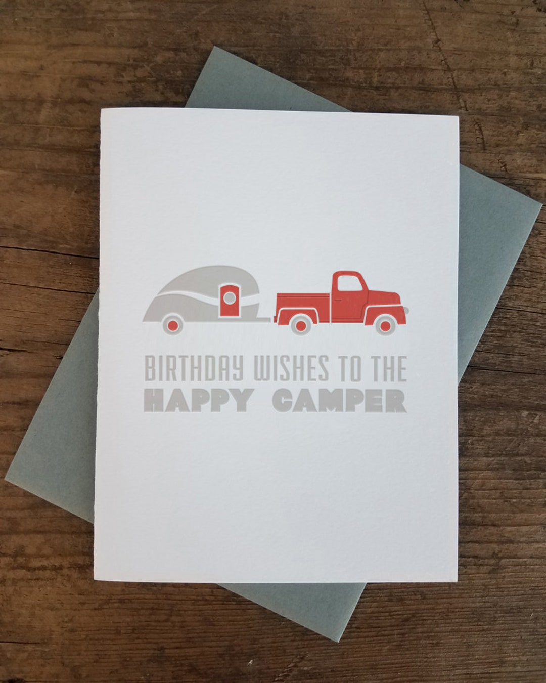 Birthday Wishes to the Happy Camper Letterpress Card Etsy