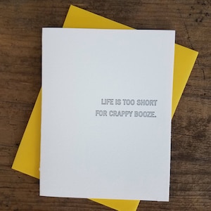 La vie est trop courte pour merde alcool typographie carte