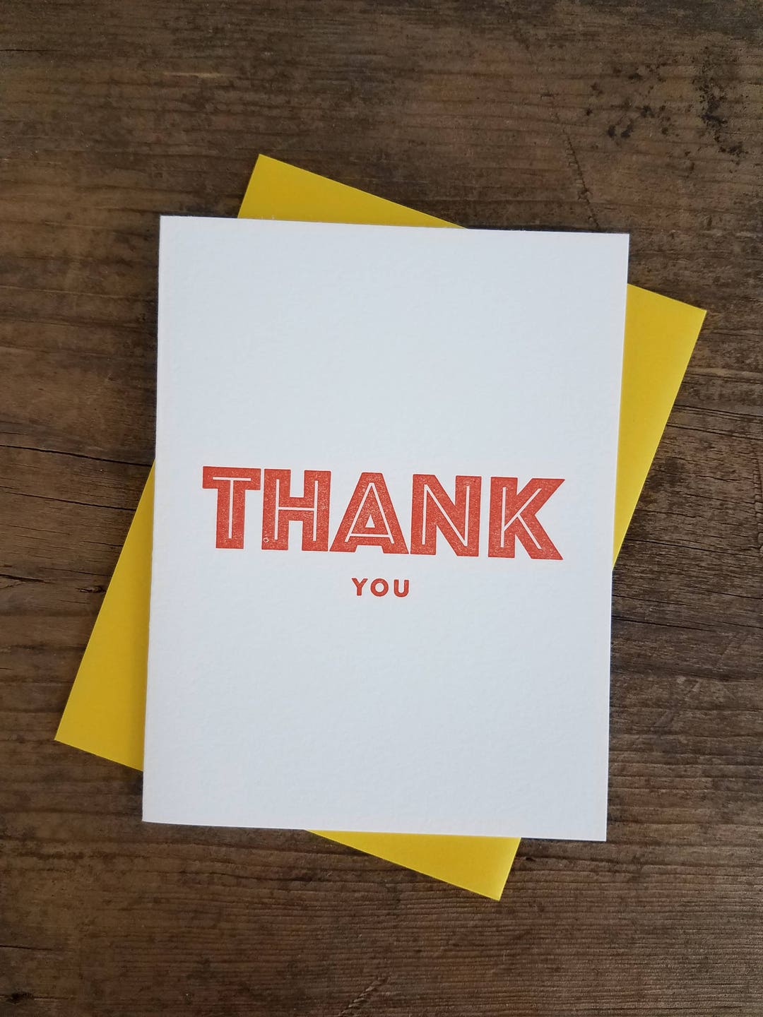 Thank You Letterpress Card - Set of 6 - Etsy