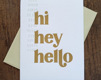 Hi Hey Hello Letterpress Card