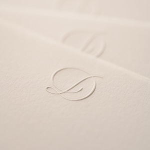 Embossed Script Initial Stationery White Flat Notecards & White Envelopes Set of 10 image 5