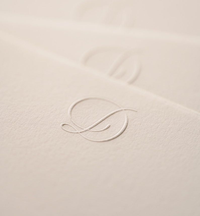 Embossed Script Initial Stationery White Flat Notecards & White Envelopes Set of 10 image 5