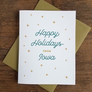 Happy Holidays from Iowa Letterpress Card Set de 6